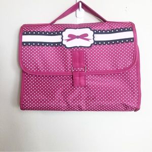Polka Dot Pink Travel Cosmetic Bag or Jewelry Case